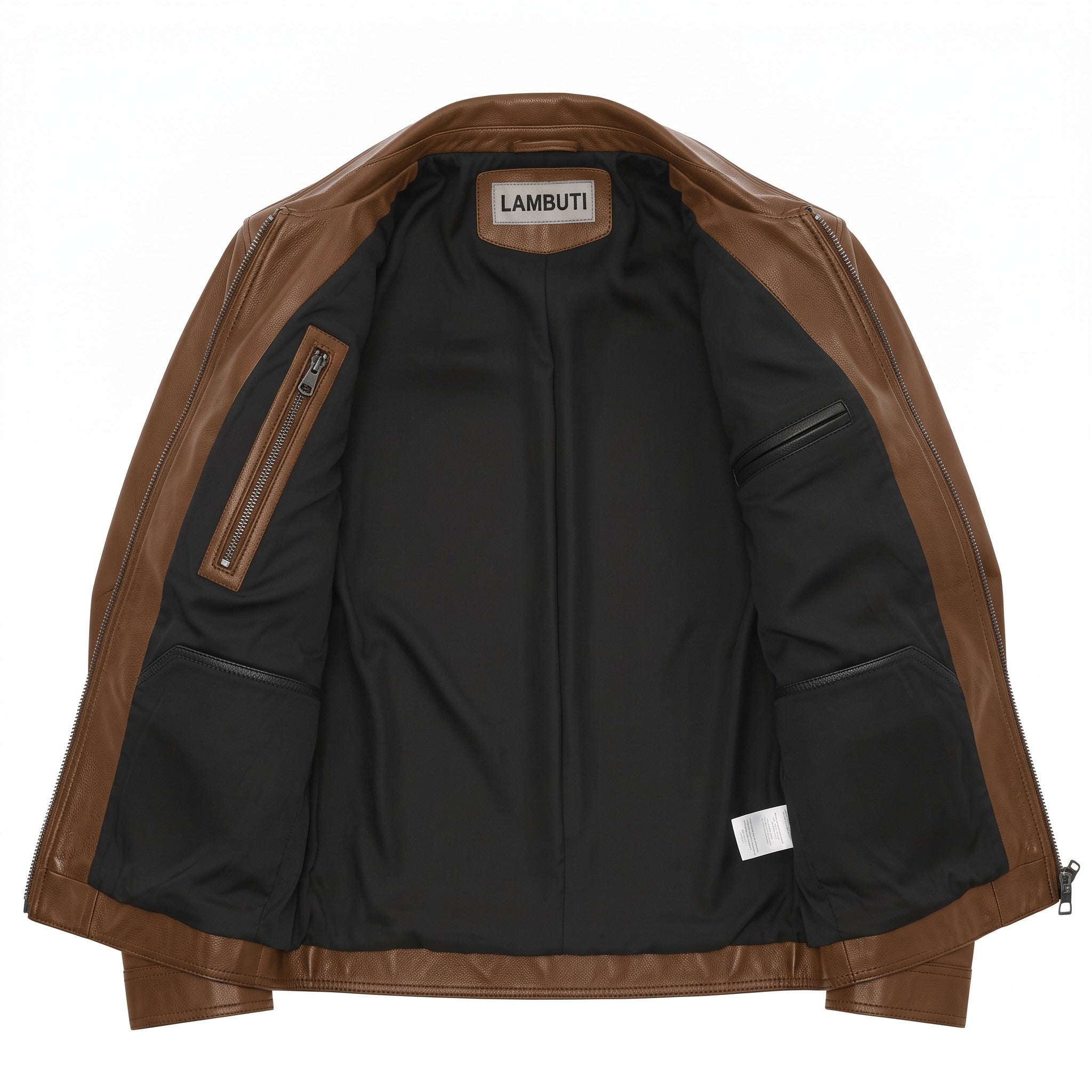 Men's Brown Shirt Collar Leather Biker Jacket — Bedminster