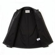 Women's Black Leather Trench Jacket — Aldous