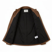 Women's Brown Leather Trench Jacket — Aldous