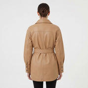 Women's Tan Leather Trench Jacket — Aldous