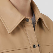 Women's Tan Leather Trench Jacket — Aldous