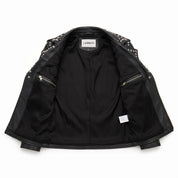Women's Black Studded Leather Biker Jacket — Buckland