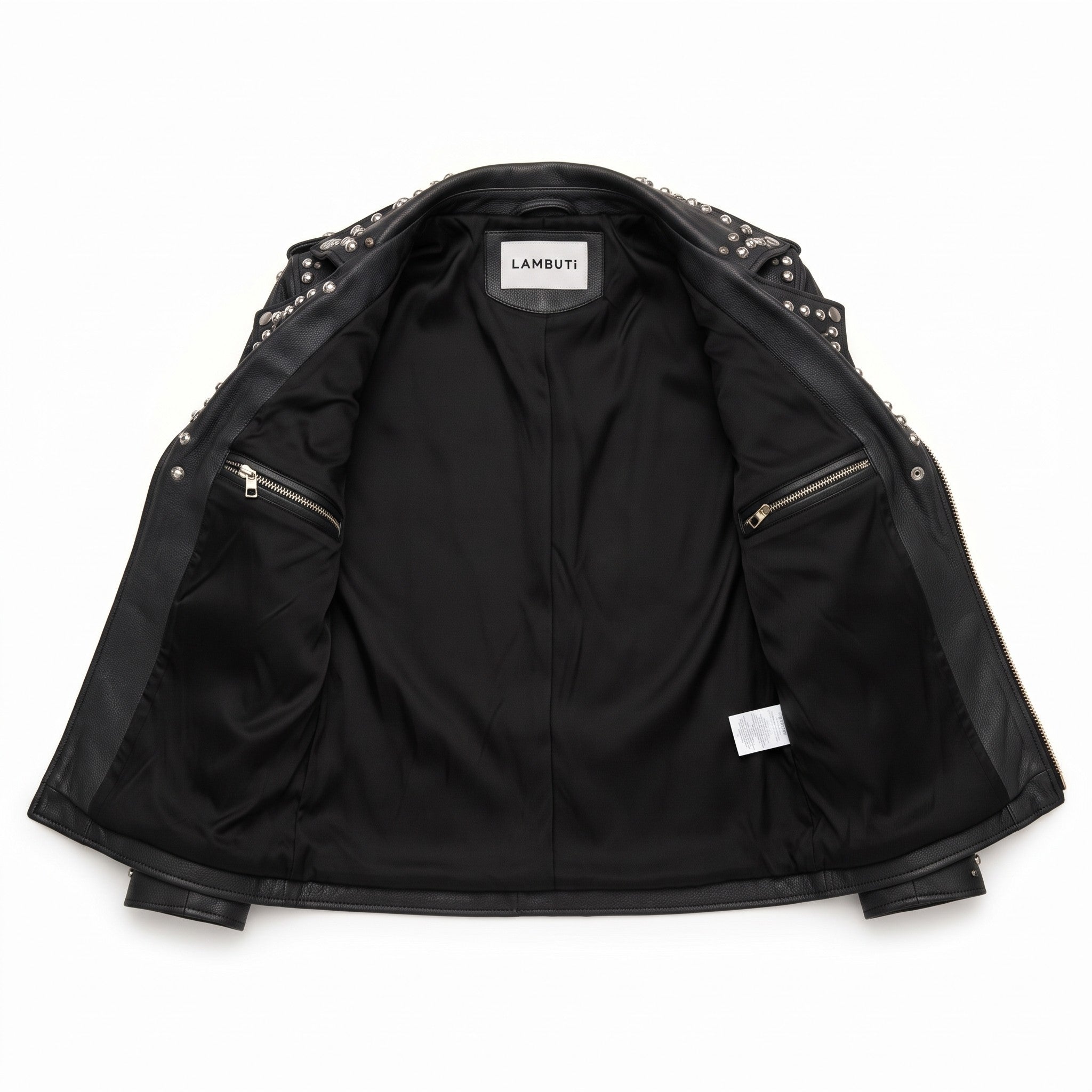 Women's Black Studded Leather Biker Jacket — Buckland