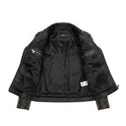 Women's Black Studded Leather Biker Jacket — Ponsonby