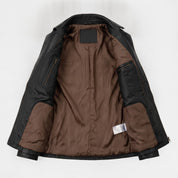 Women's Black Belted Leather Biker Jacket — Downham