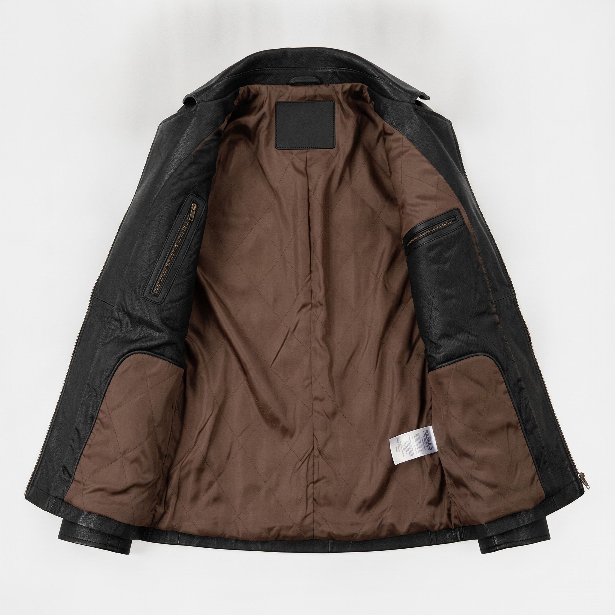 Women's Black Belted Leather Biker Jacket — Downham