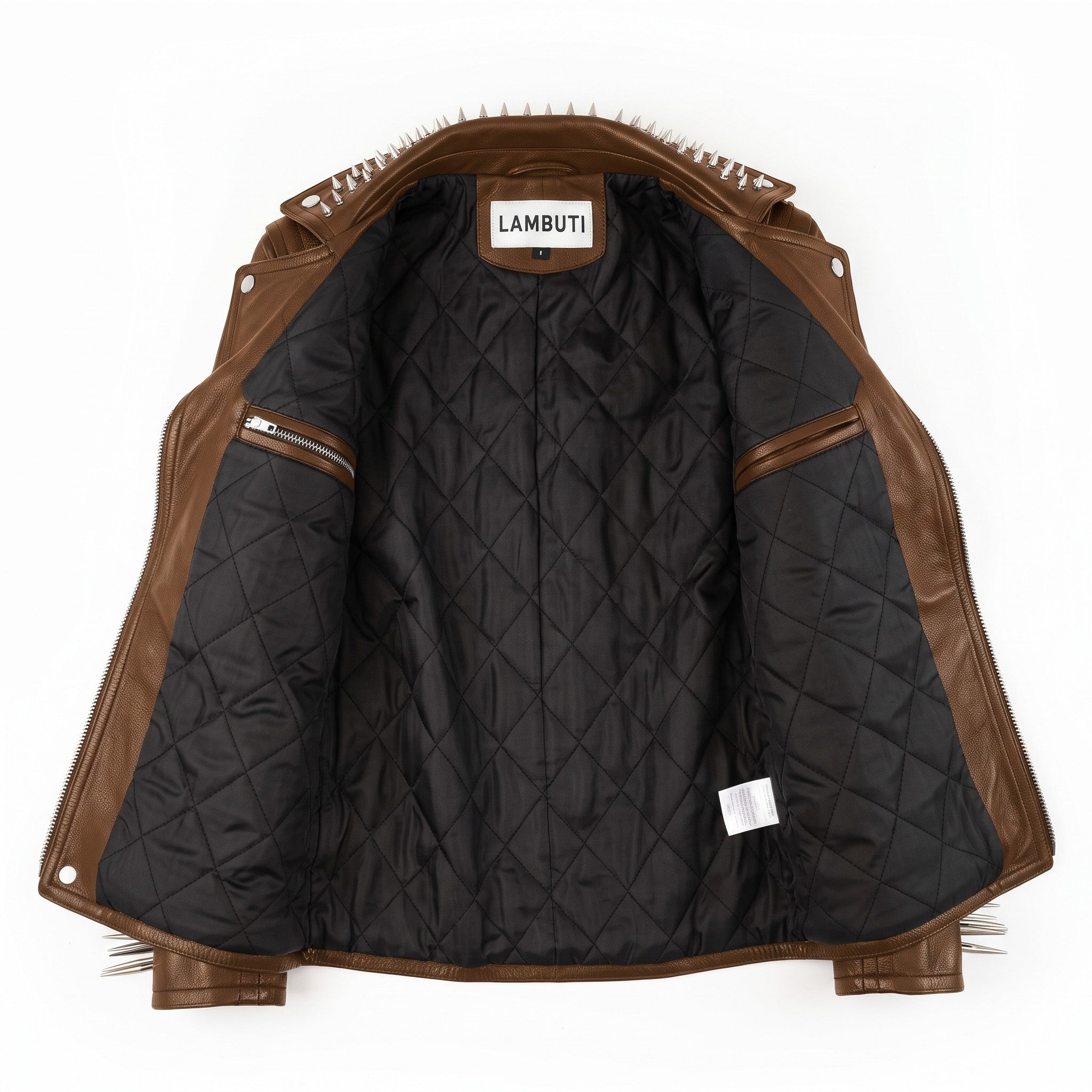 Women's Brown Studded Leather Biker Jacket — Eastgate