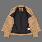 Women's Tan Studded Leather Biker Jacket — Hammersley