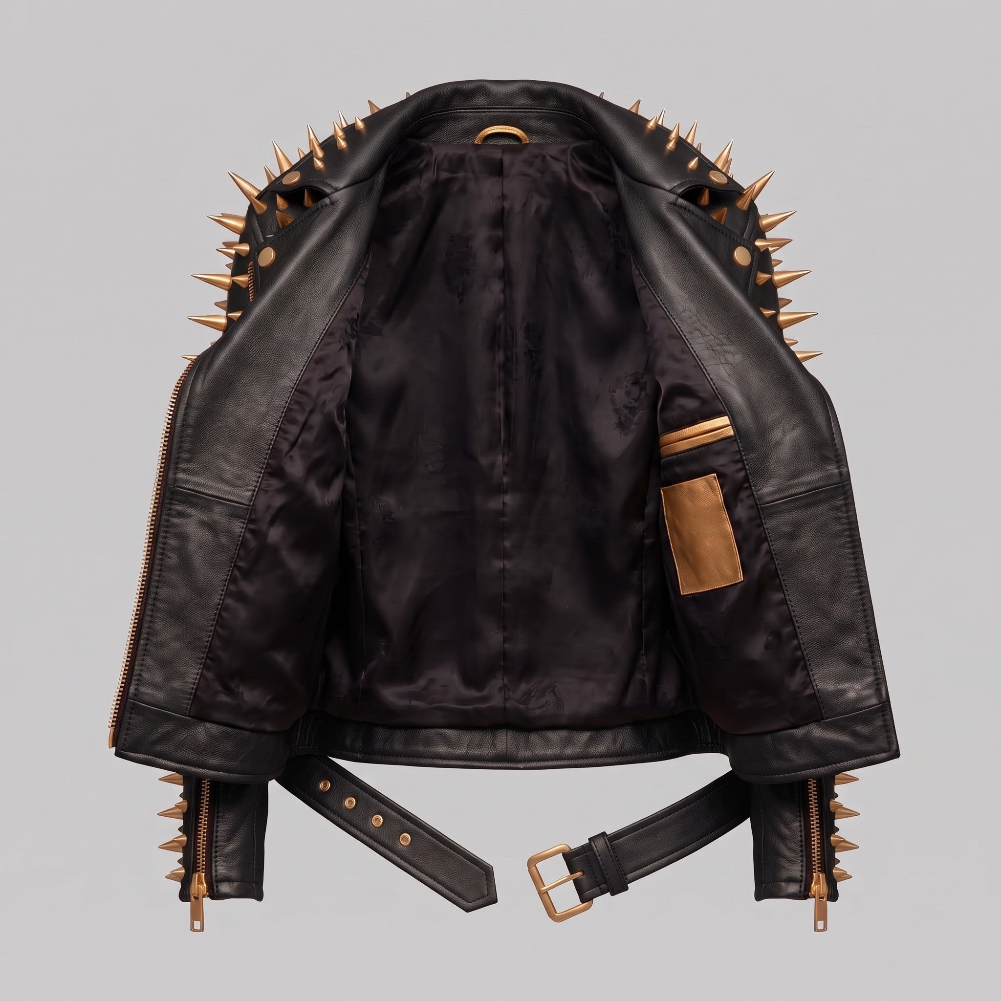 Women's Black Leather Biker Jacket — Acley