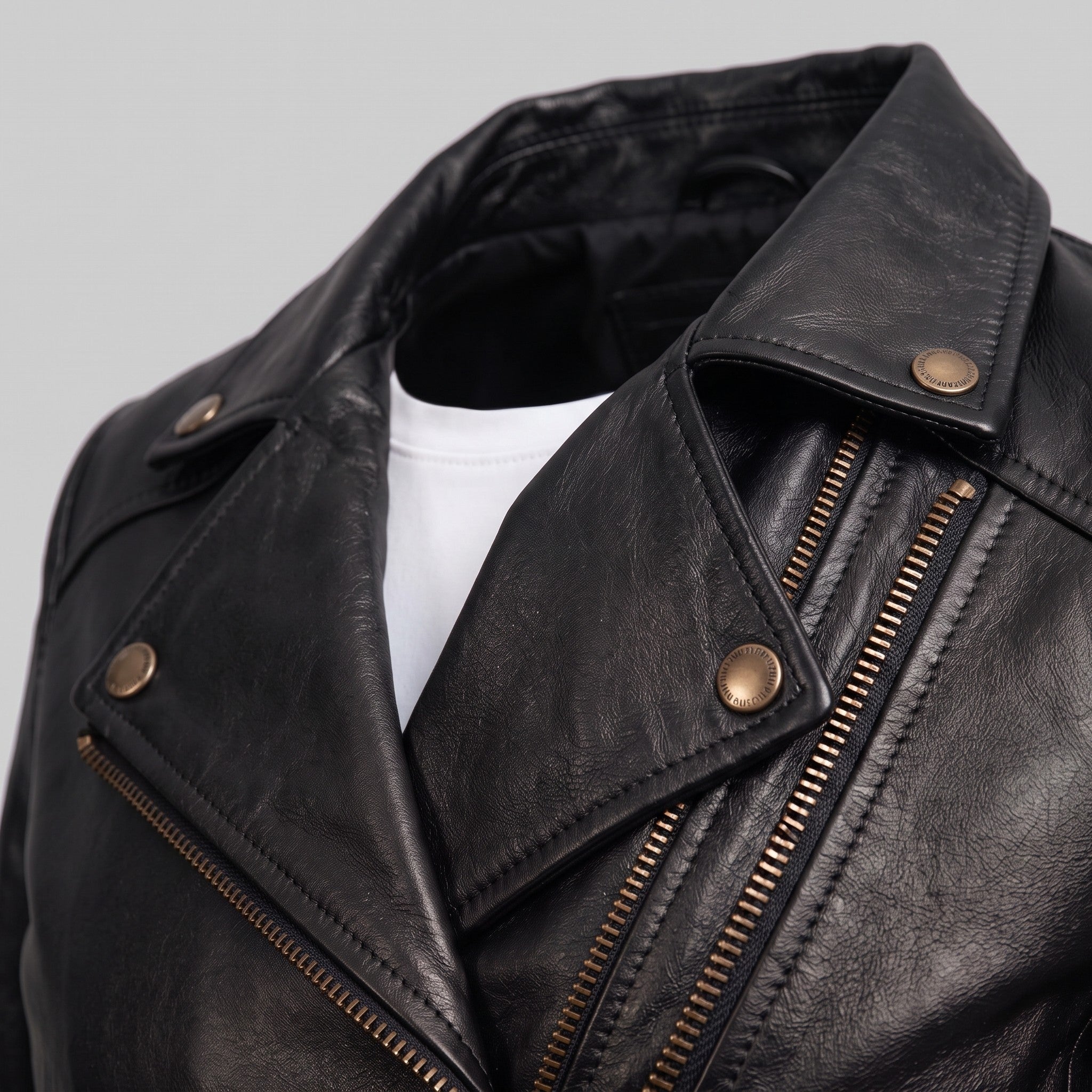 Women's Black Asymmetric Zip Leather Biker Jacket — Braidwood
