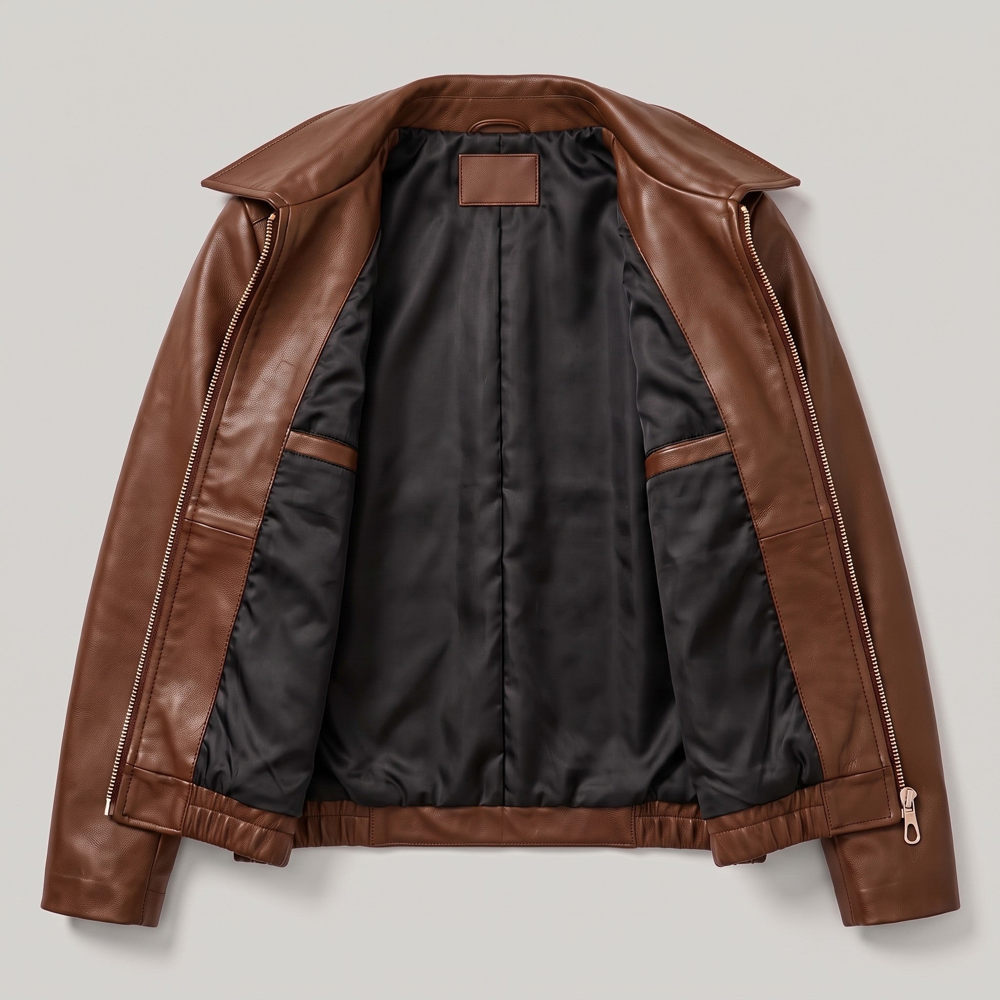 Women's Brown Leather Shirt Collar Jacket — Osborn