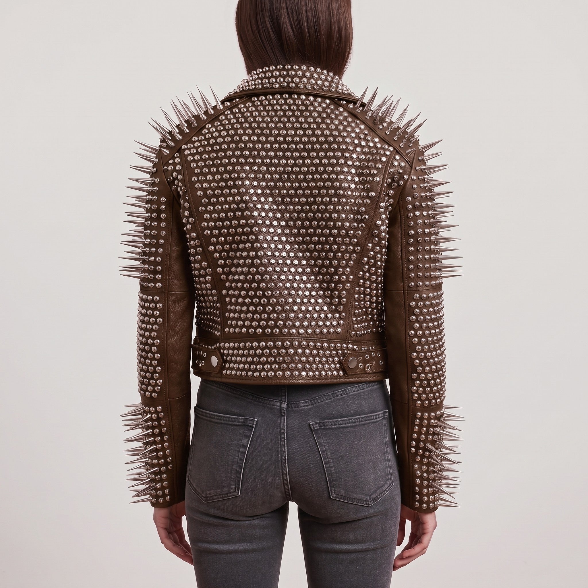 Women's Brown Cropped Leather Perfecto Biker Jacket — Ayrton