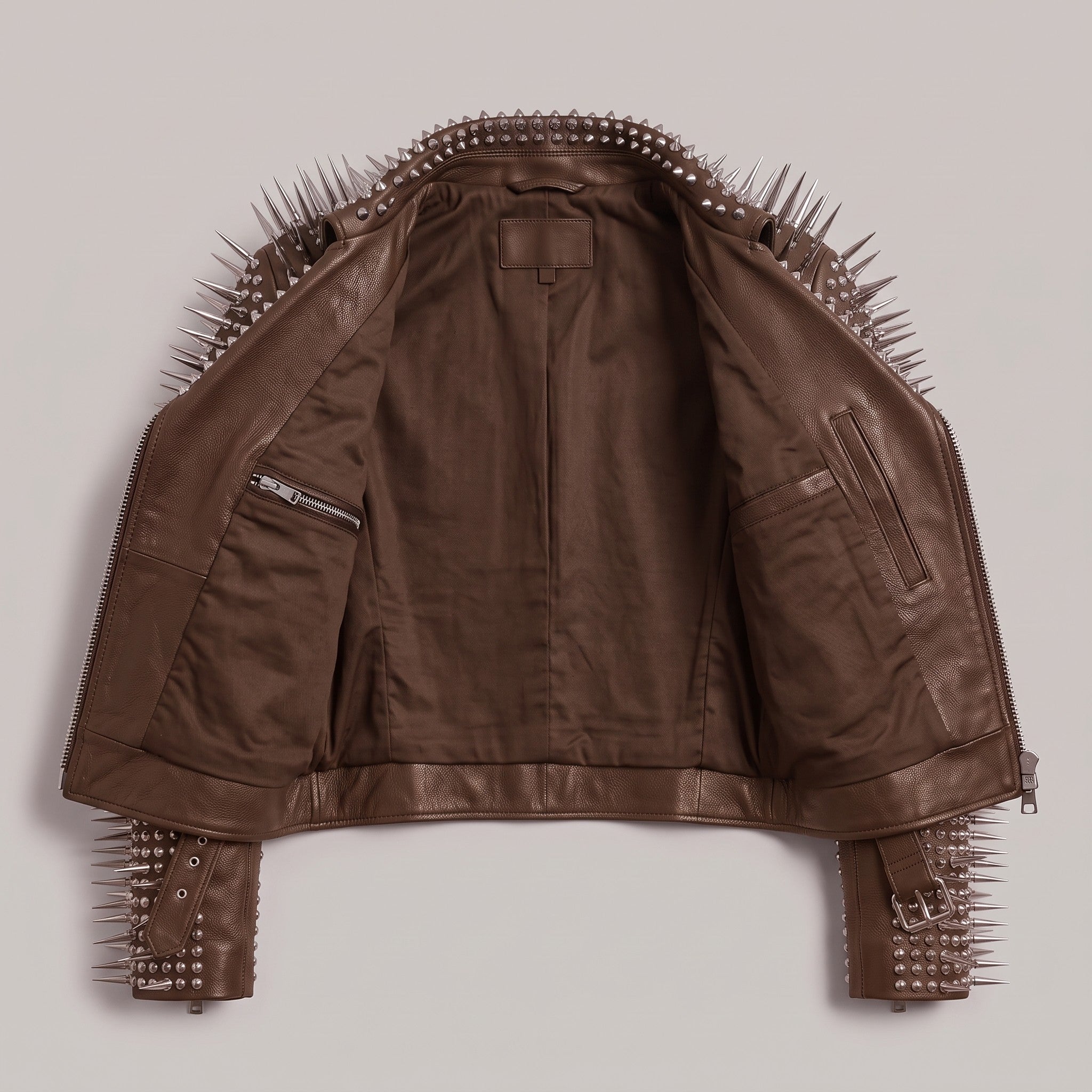 Women's Brown Cropped Leather Perfecto Biker Jacket — Ayrton