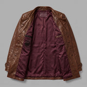 Men's Brown Leather Car Coat — Acrebank