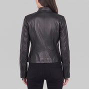Women's Black Leather Cafe Racer Jacket — Ingleby