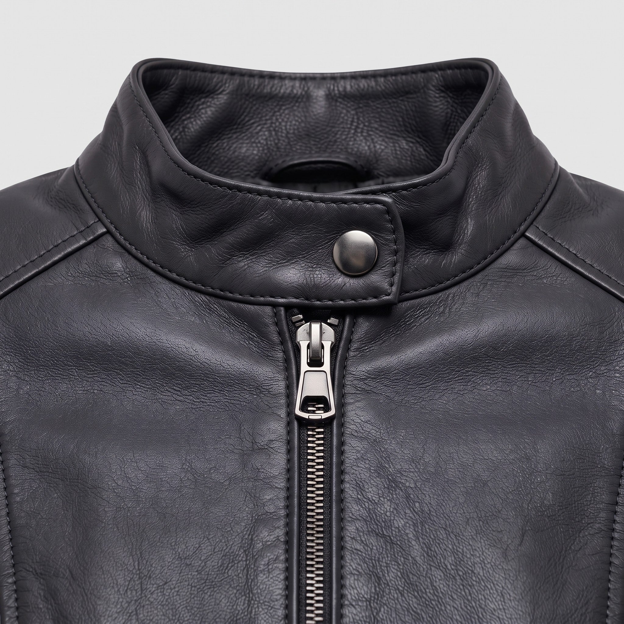 Women's Black Leather Cafe Racer Jacket — Ingleby