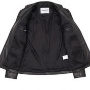 Women's Black Leather Cafe Racer Jacket — Ingleby