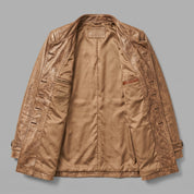 Men's Tan Leather Car Coat — Acrebank