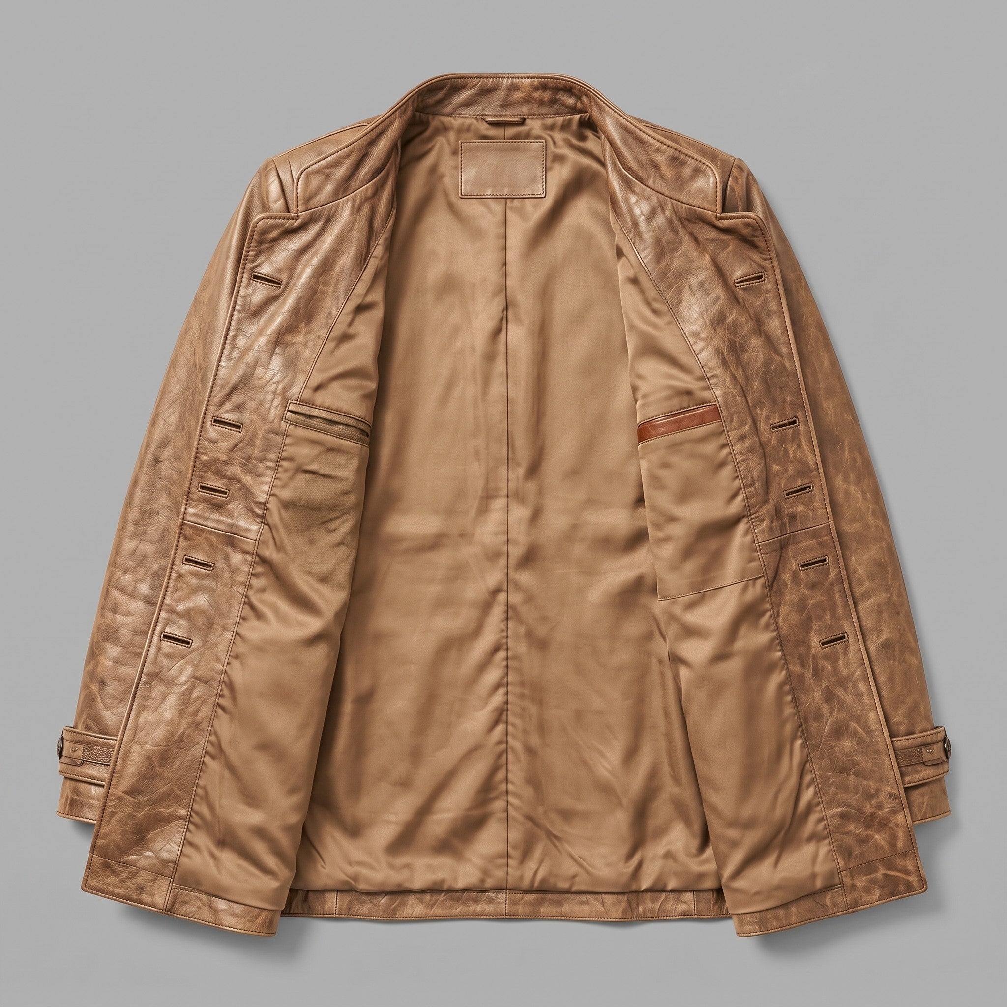Men's Tan Leather Car Coat — Acrebank