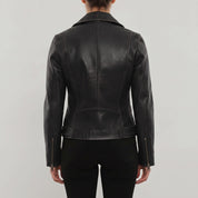 Women's Black Leather Perfecto Biker Jacket — Cunliffe