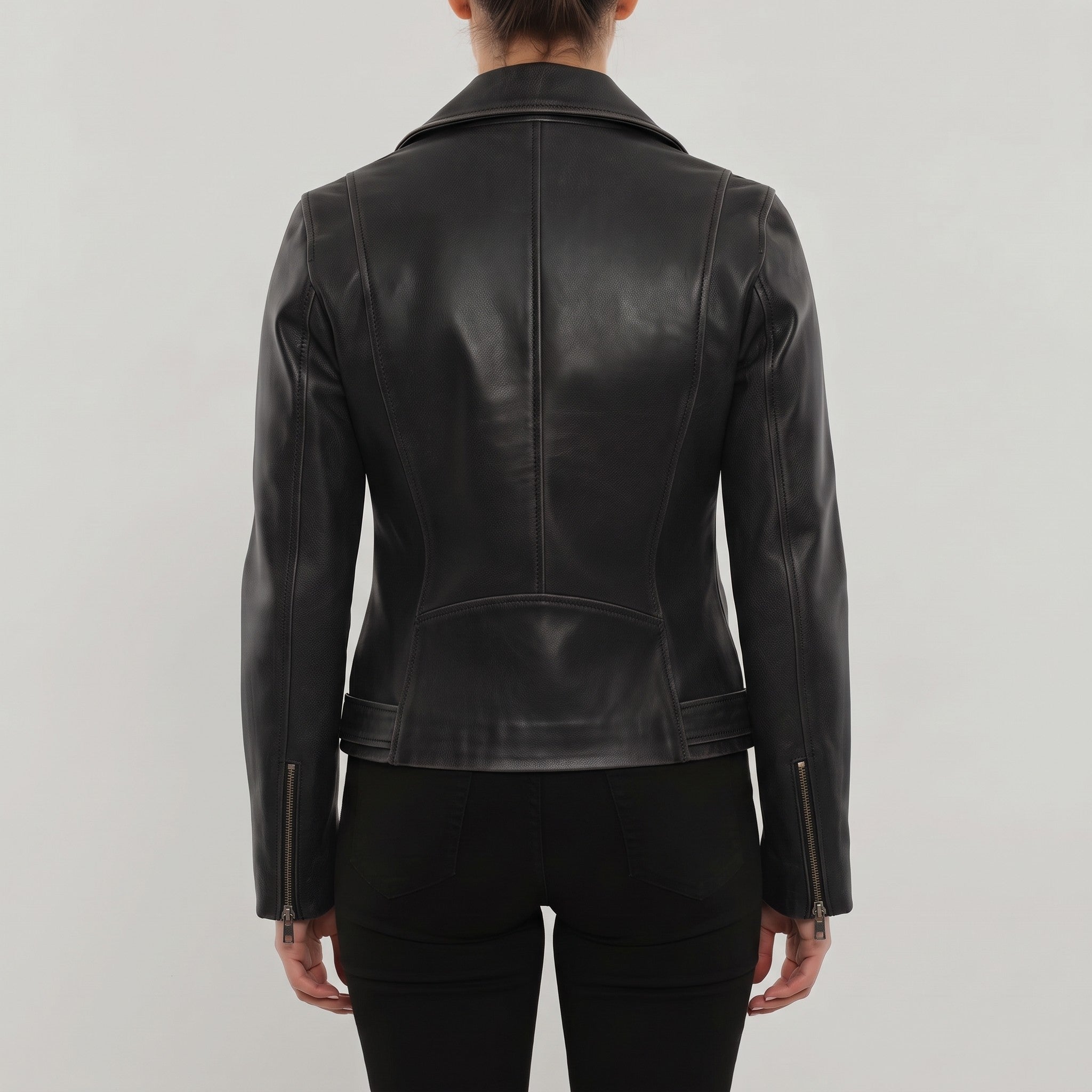 Women's Black Leather Perfecto Biker Jacket — Cunliffe