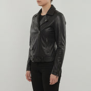 Women's Black Leather Perfecto Biker Jacket — Cunliffe