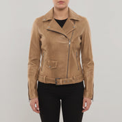 Women's Tan Leather Perfecto Biker Jacket — Cunliffe