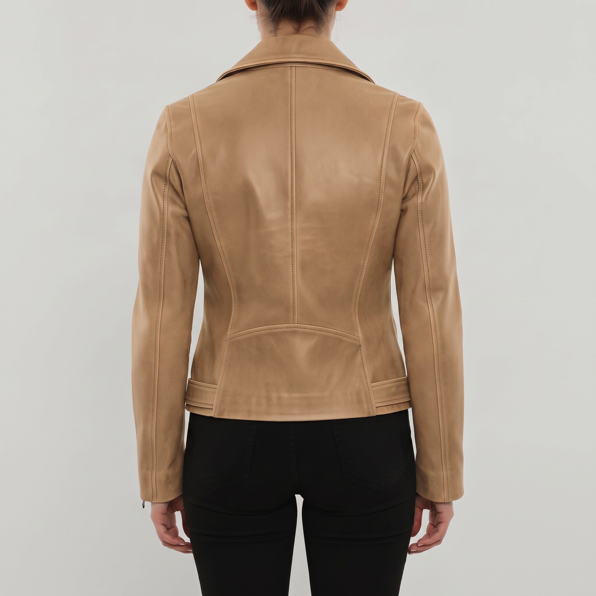 Women's Tan Leather Perfecto Biker Jacket — Cunliffe