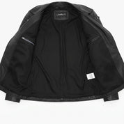 Women's Black Leather Biker Jacket — Bagendon