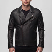 Men's Black Leather Biker Jacket — Eynsford