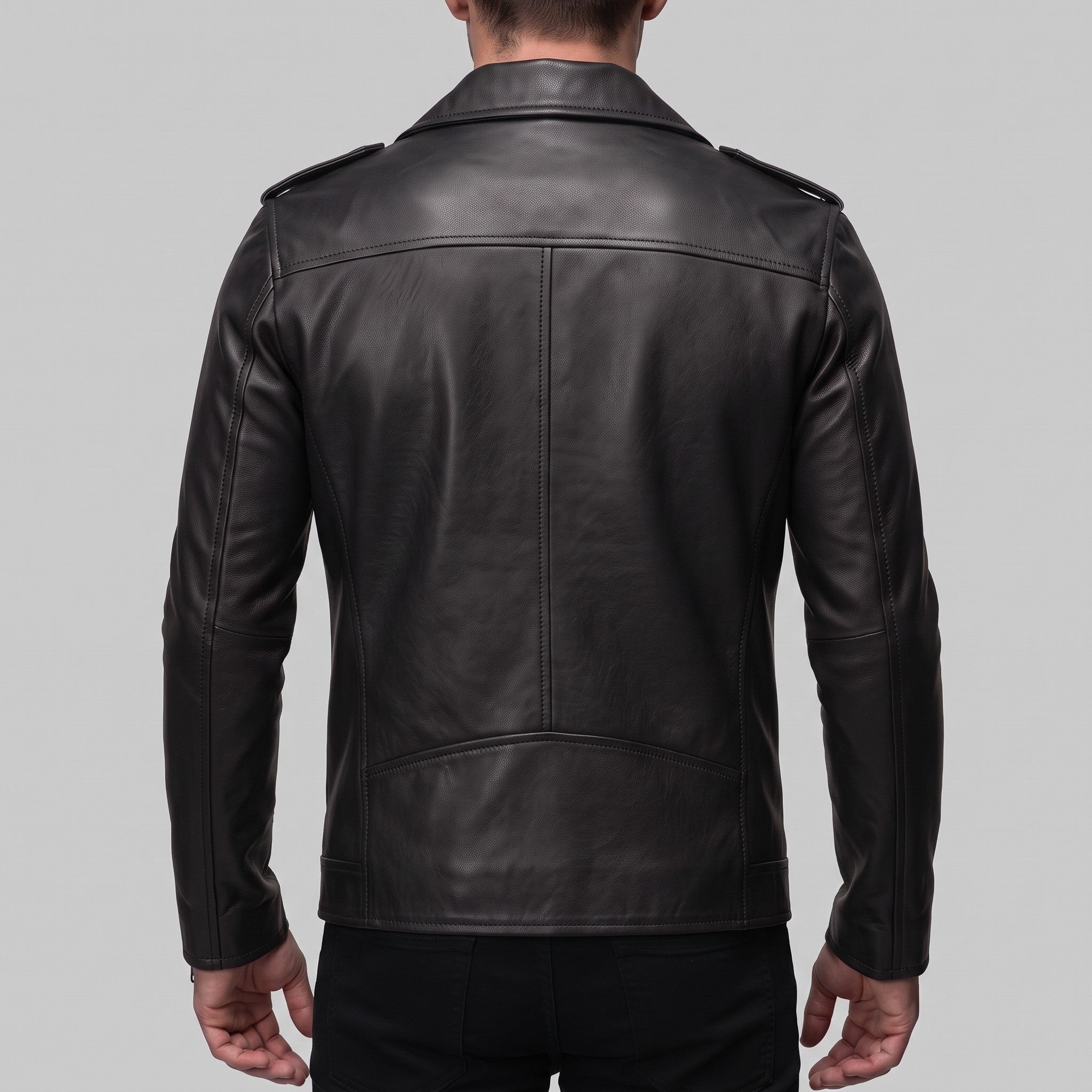 Men's Black Leather Biker Jacket — Eynsford