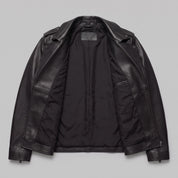 Men's Black Leather Biker Jacket — Eynsford