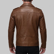 Men's Brown Leather Biker Jacket — Eynsford