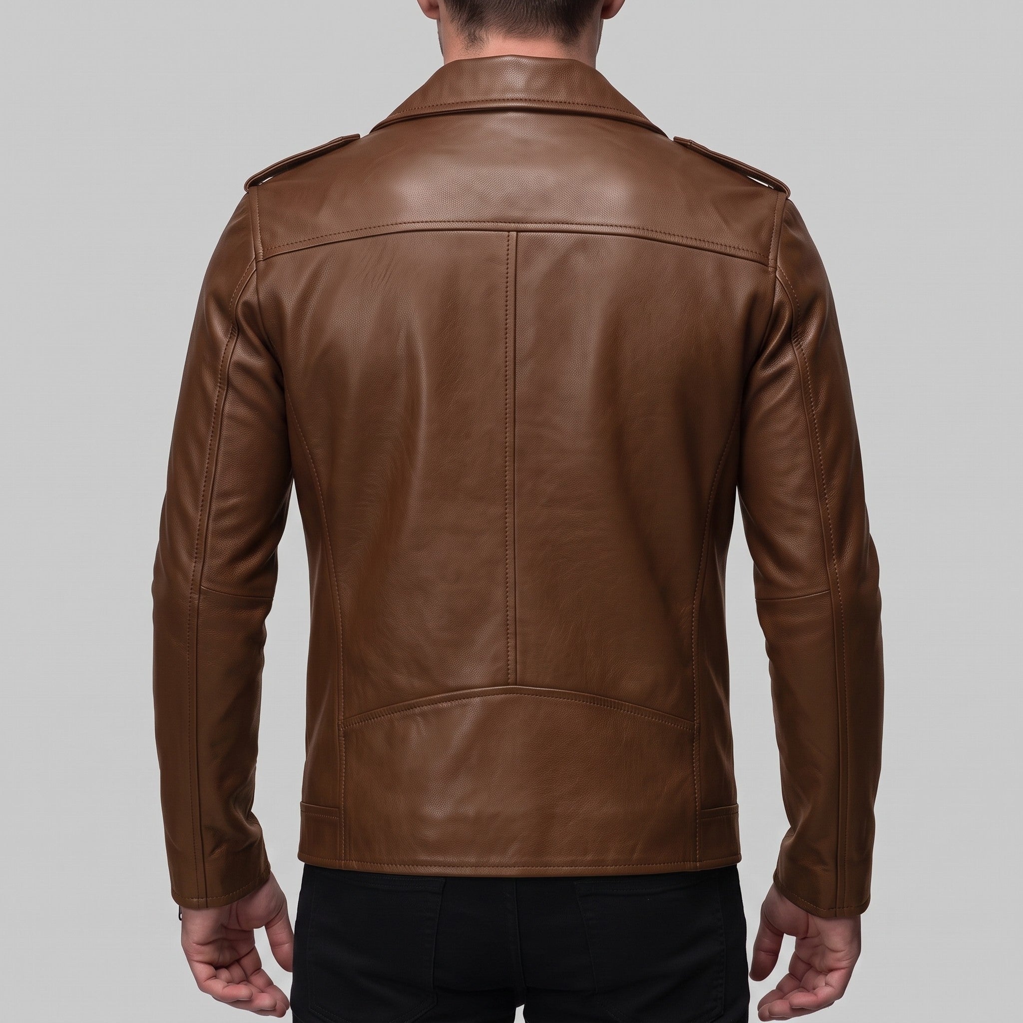 Men's Brown Leather Biker Jacket — Eynsford