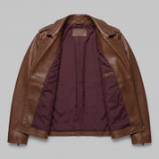 Men's Brown Leather Biker Jacket — Eynsford