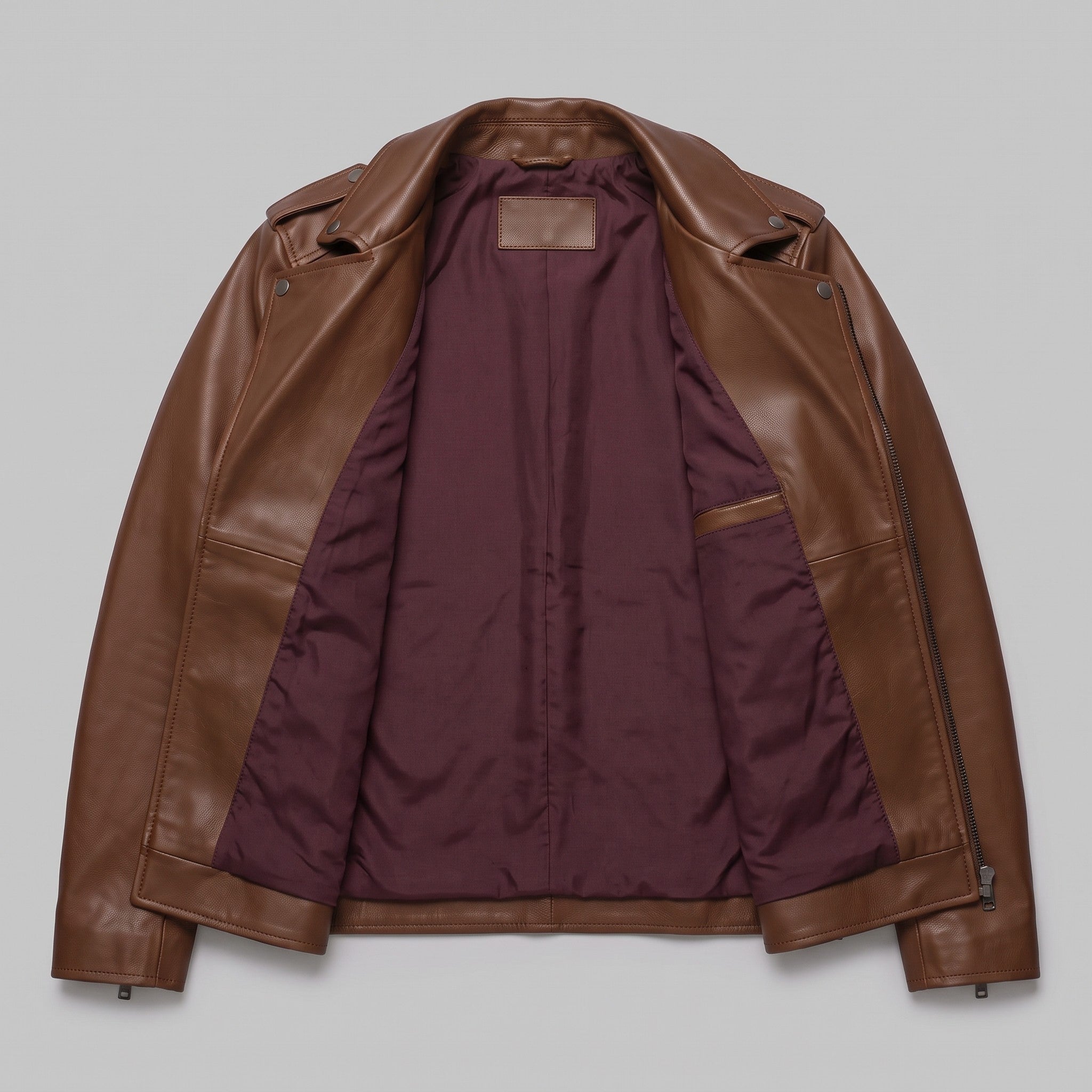 Men's Brown Leather Biker Jacket — Eynsford