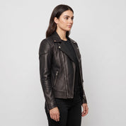 Women's Black Quilted Leather Perfecto Biker Jacket — Welford