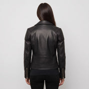 Women's Black Quilted Leather Perfecto Biker Jacket — Welford