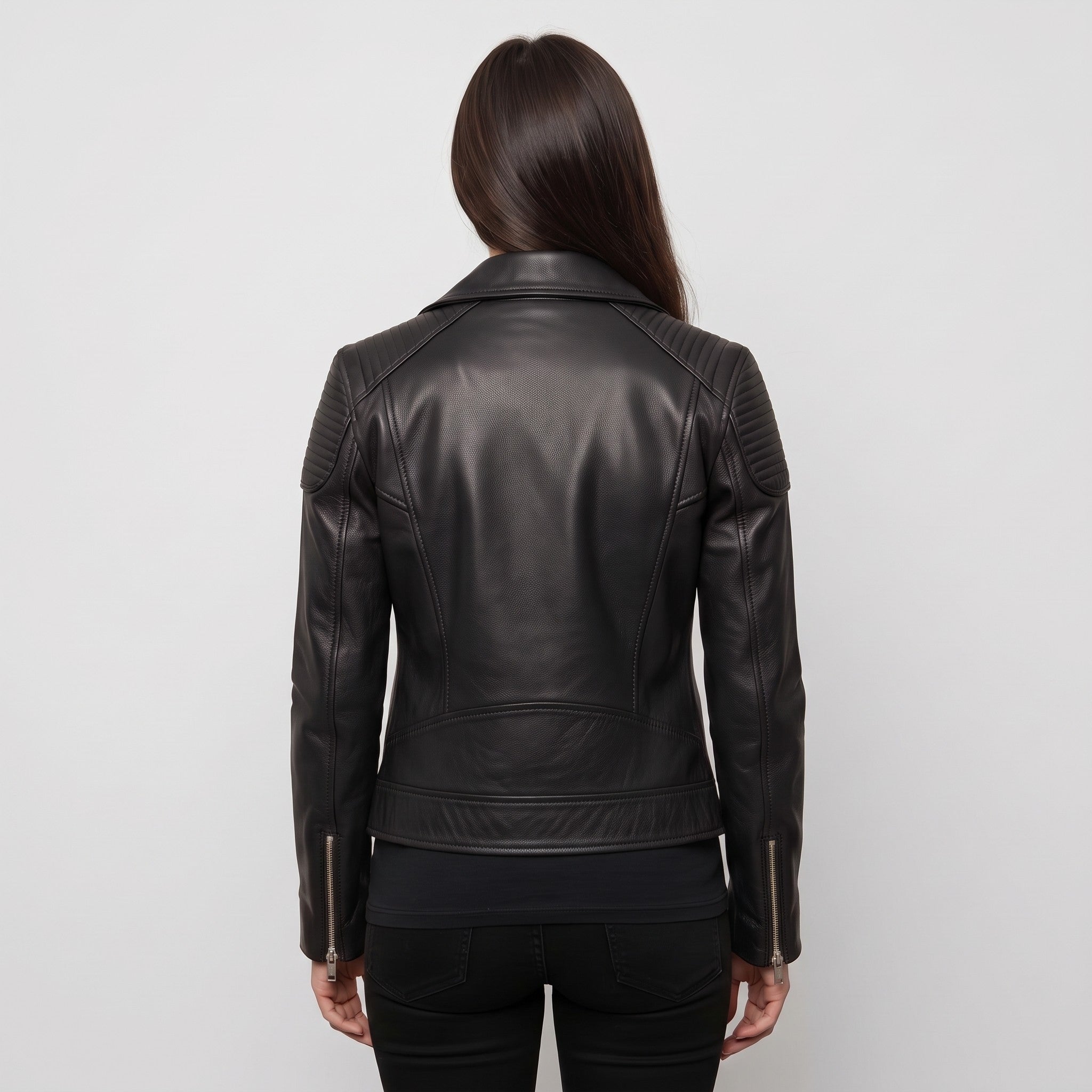 Women's Black Quilted Leather Perfecto Biker Jacket — Welford