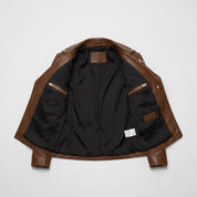 Women's Brown Quilted Leather Perfecto Biker Jacket — Welford