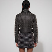 Women's Black Studded Leather Biker Jacket — Tilton