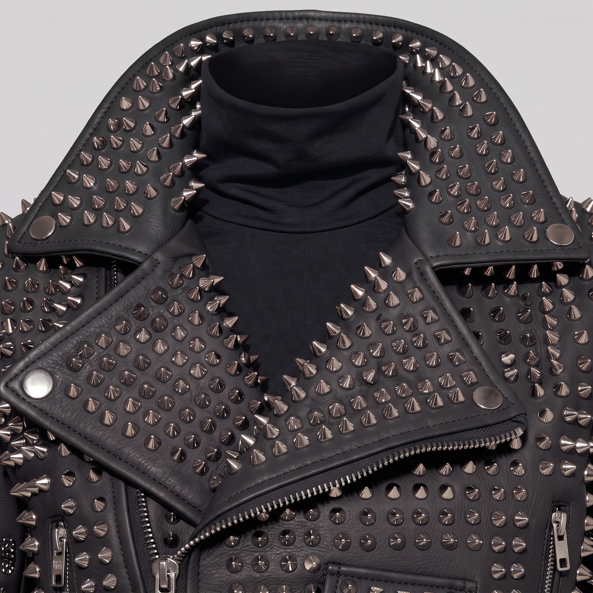 Women's Black Studded Leather Biker Jacket — Tilton