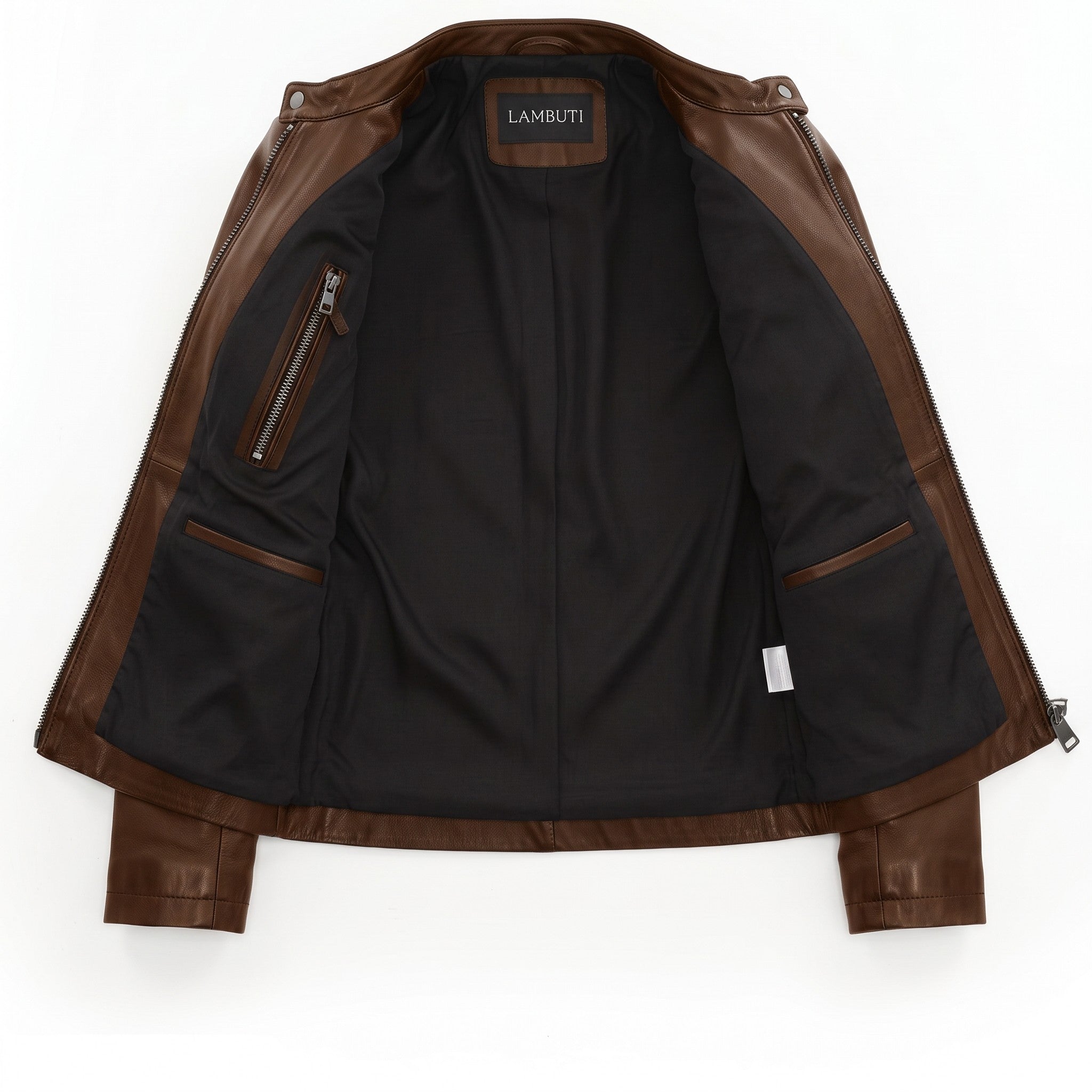 Women's Brown Leather Cafe Racer Jacket — Finley