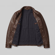 Men's Brown Leather Trucker Jacket — Moulton