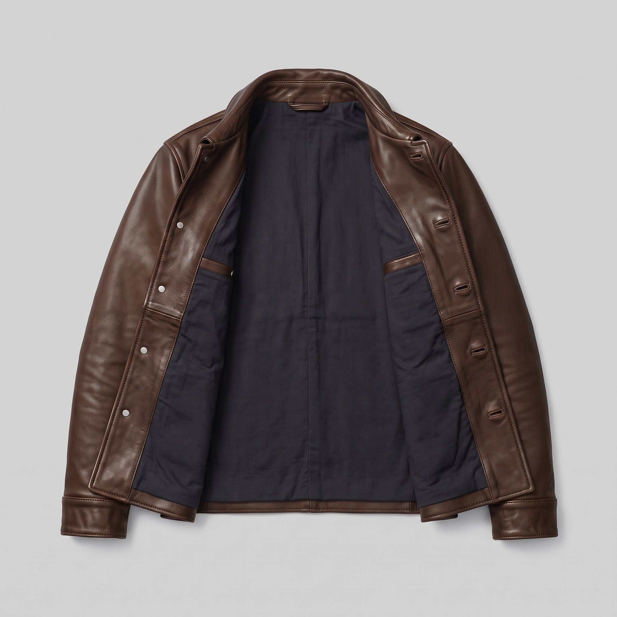 Men's Brown Leather Trucker Jacket — Moulton