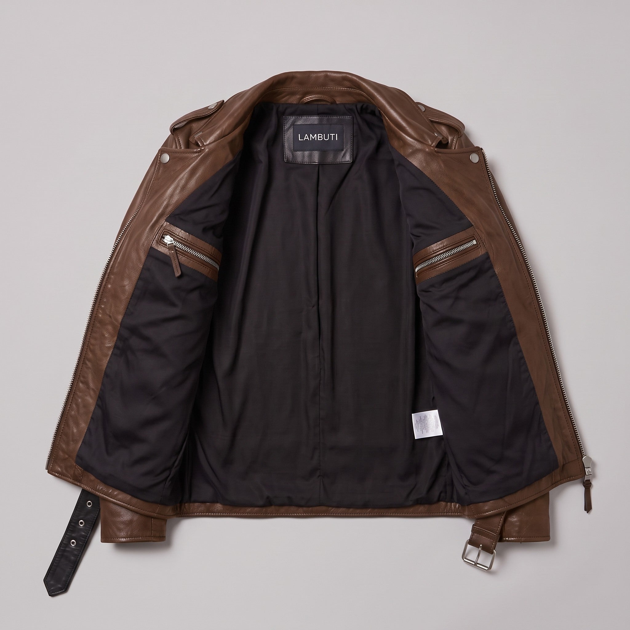 Men's Brown Leather Biker Jacket — Deaville