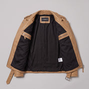 Men's Tan Leather Biker Jacket — Deaville