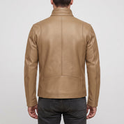Men's Tan Leather Biker Jacket — Uckfield