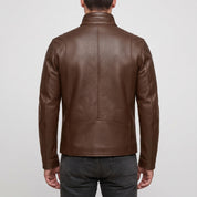 Men's Brown Leather Biker Jacket — Uckfield