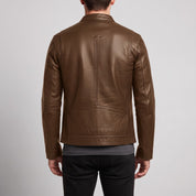 Men's Brown Leather Biker Jacket — Applegarth